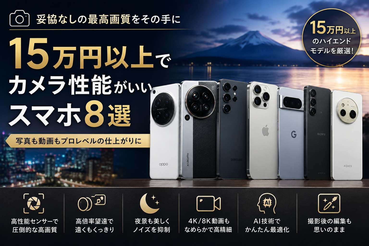 15万円以上の高性能カメラスマホ8選